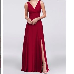 Surplice Tank Long Chiffon Bridesmaid Dress David’s Bridal F19831 - WORN ONCE